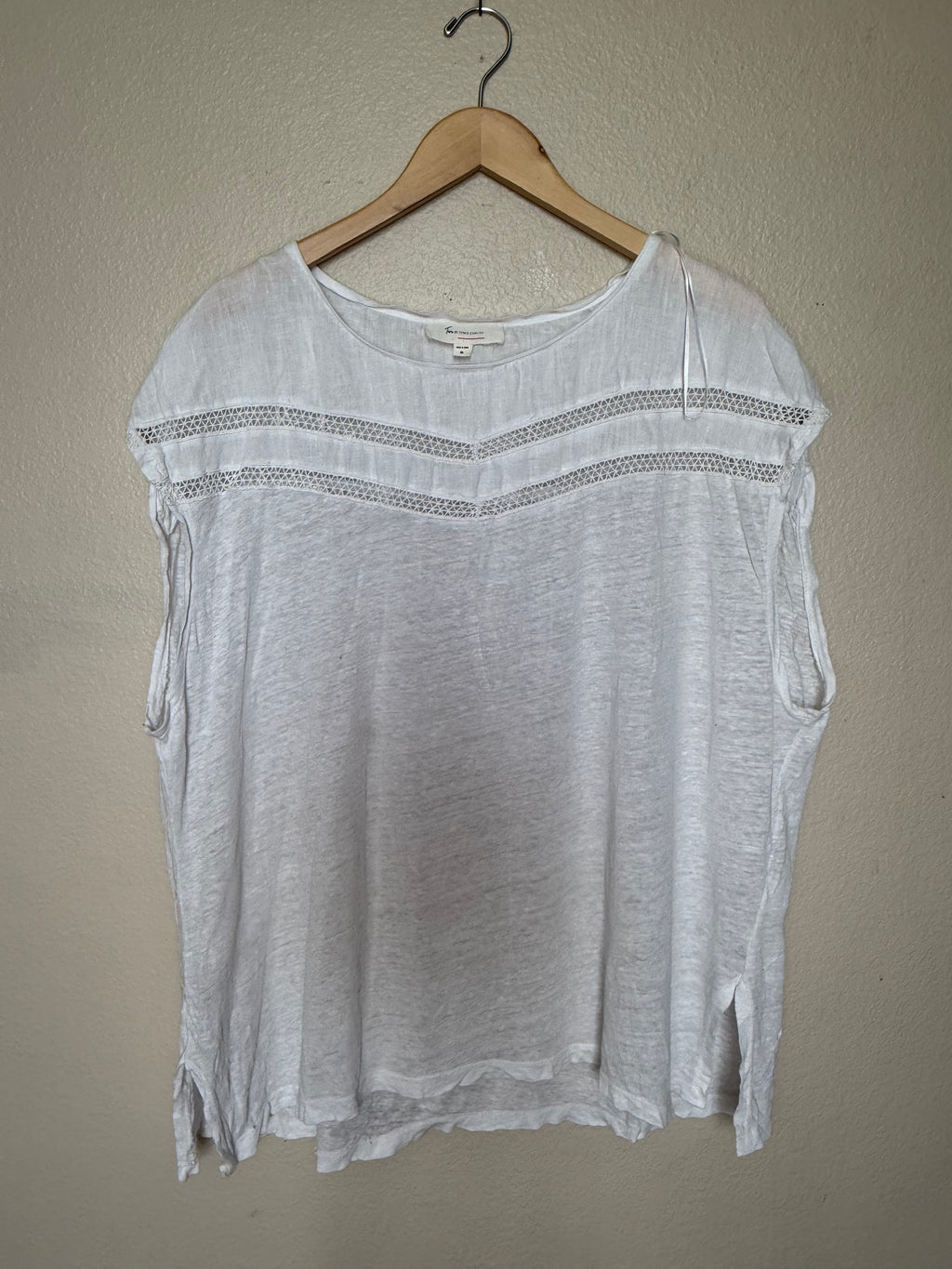 Tura by Vince Camuto 100% Linen XL White Short Sleeve Shirt