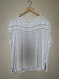Tura by Vince Camuto 100% Linen XL White Short Sleeve Shirt