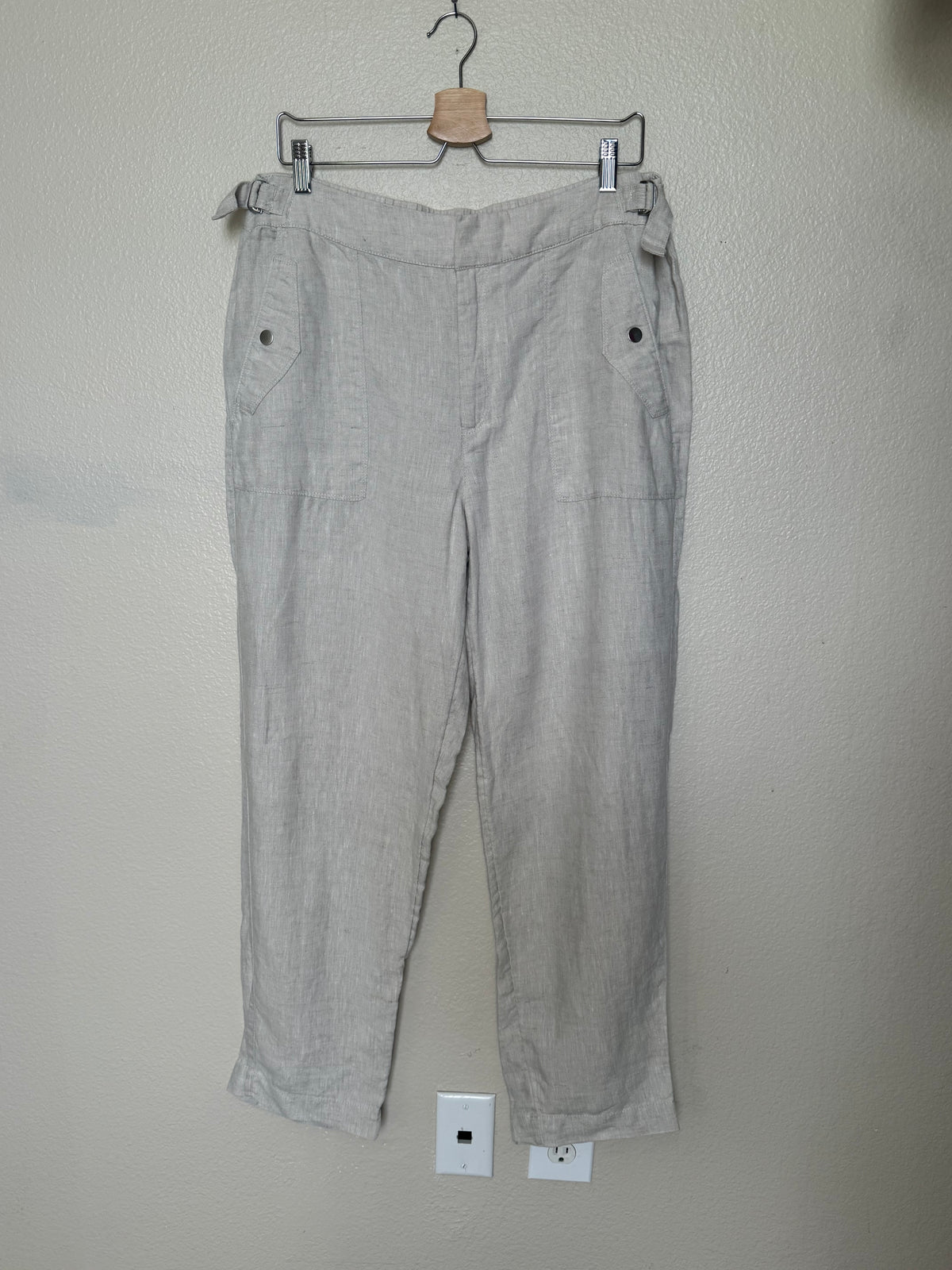 Athleta 100% Linen Size 16 Beige Joggers with Side Cinches