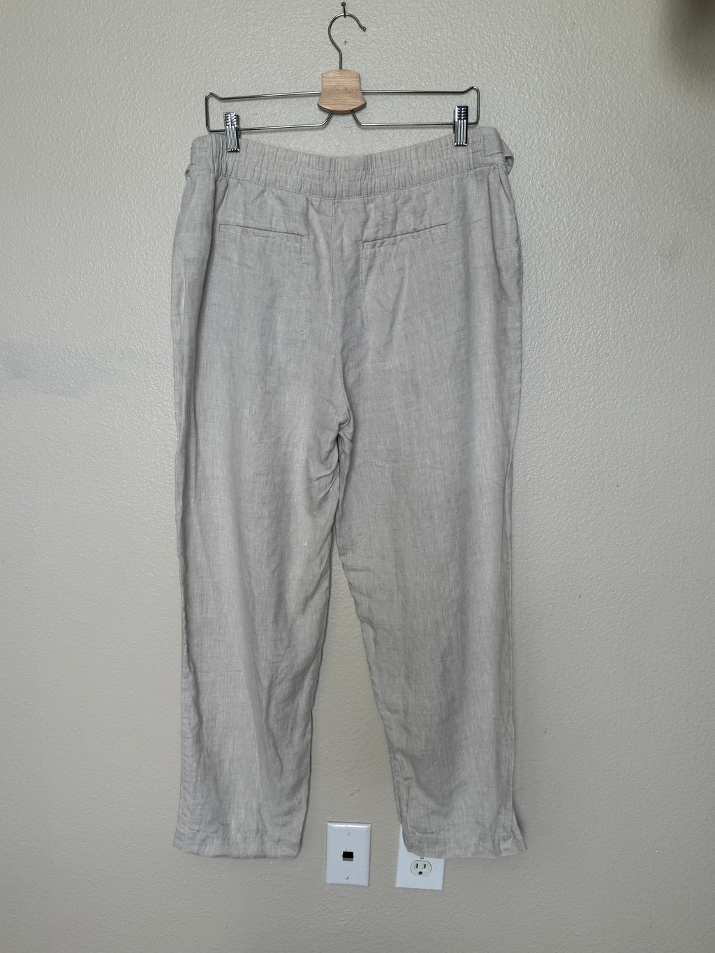 Athleta 100% Linen Size 16 Beige Joggers with Side Cinches