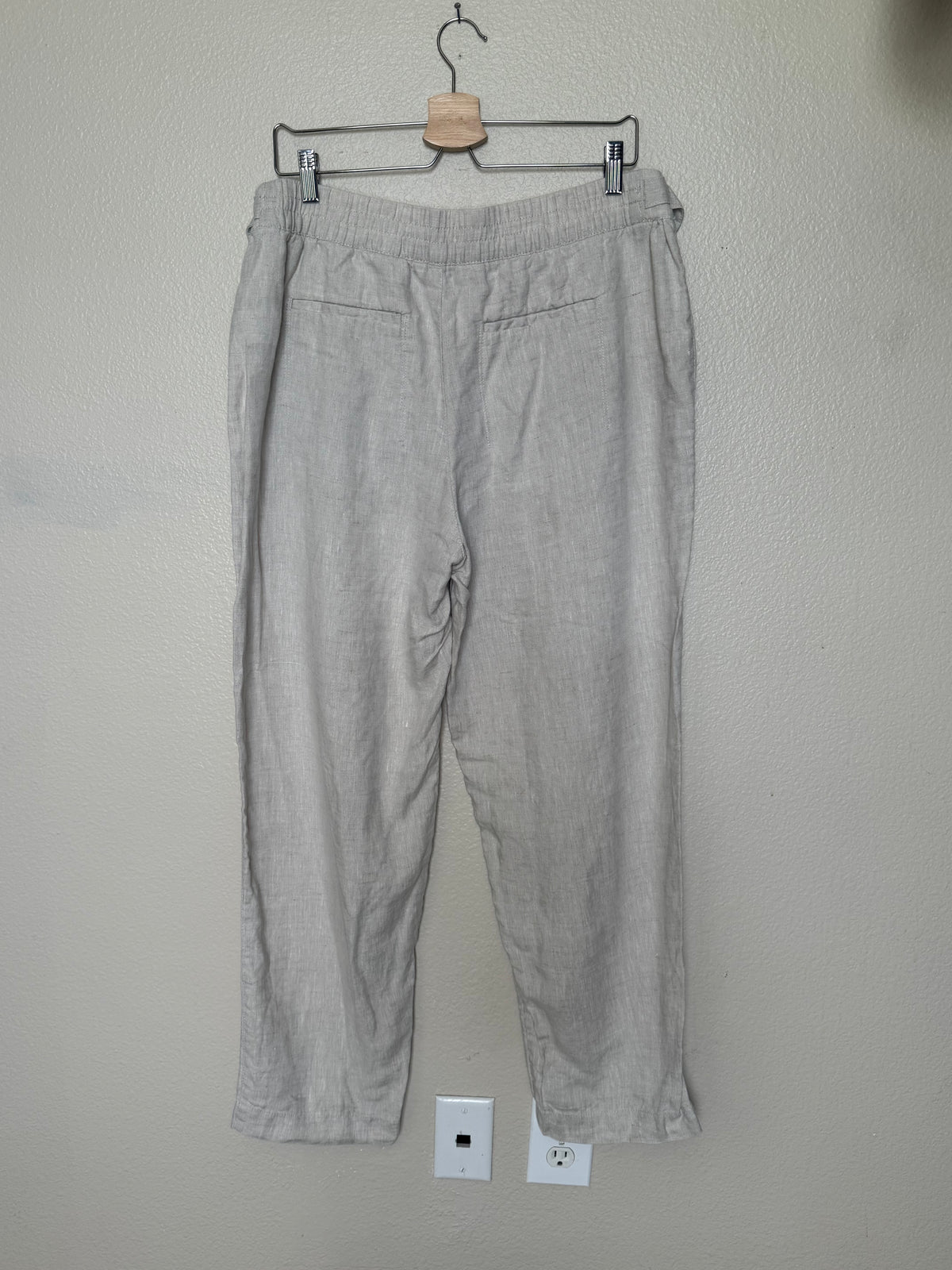 Athleta 100% Linen Size 16 Beige Joggers with Side Cinches