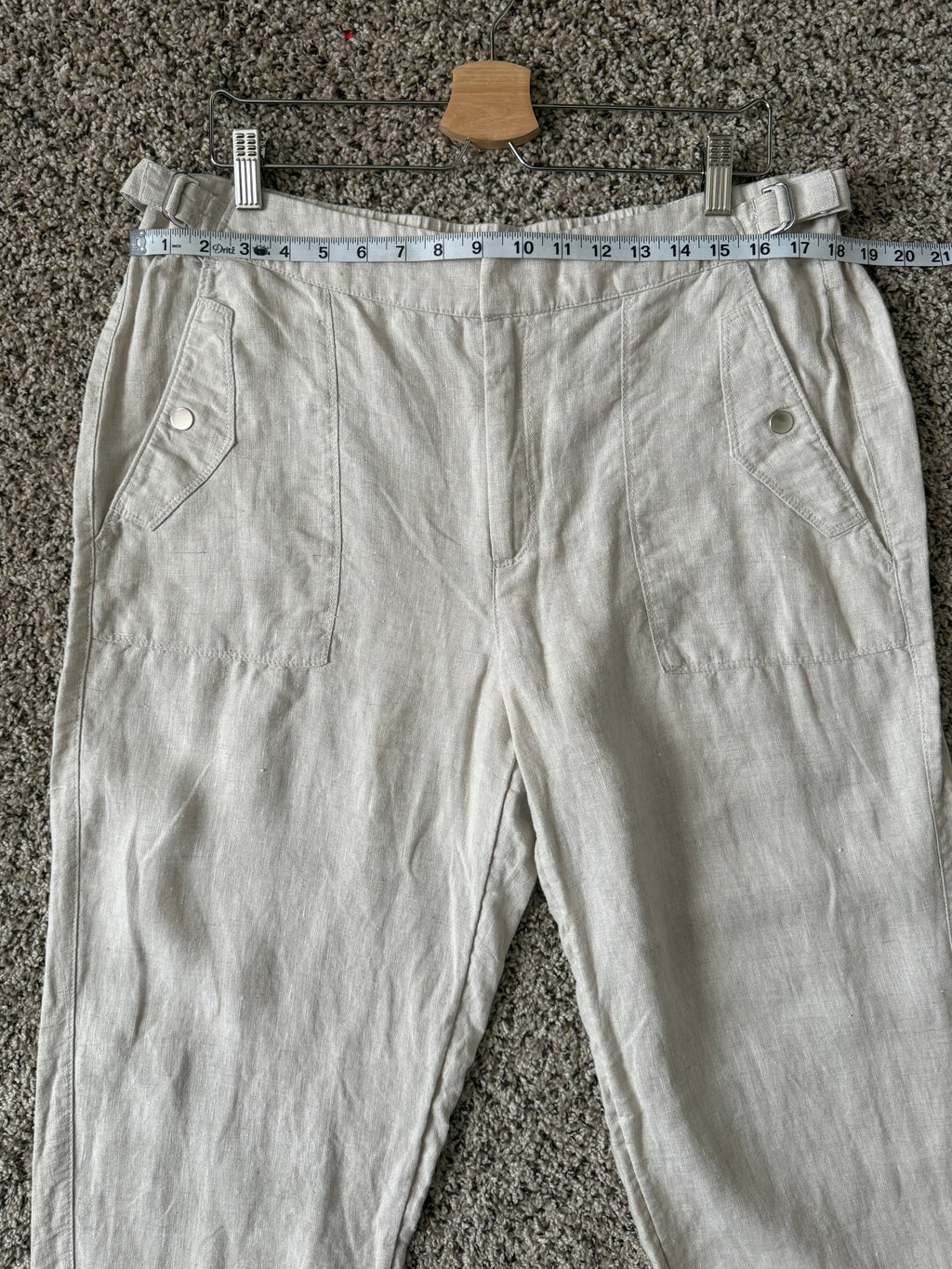Athleta 100% Linen Size 16 Beige Joggers with Side Cinches