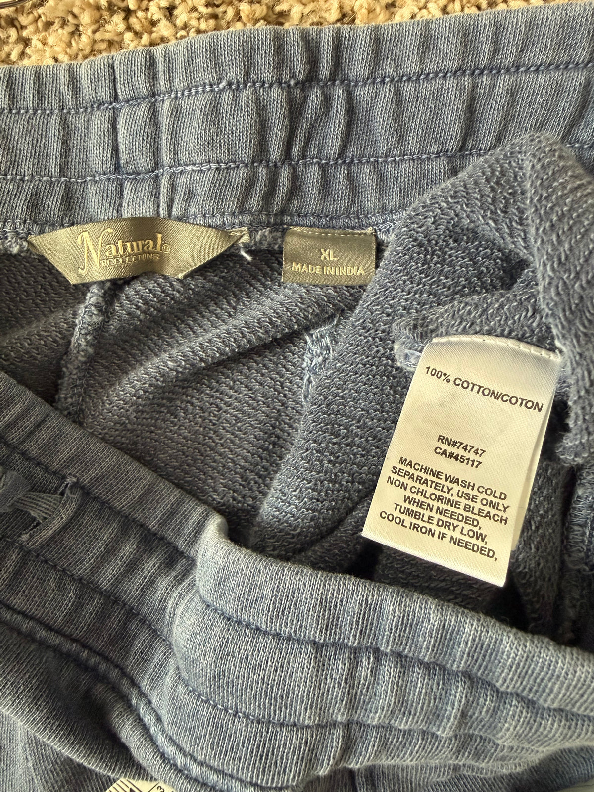 Natural Reflections 100% Cotton XL Faded Blue Joggers