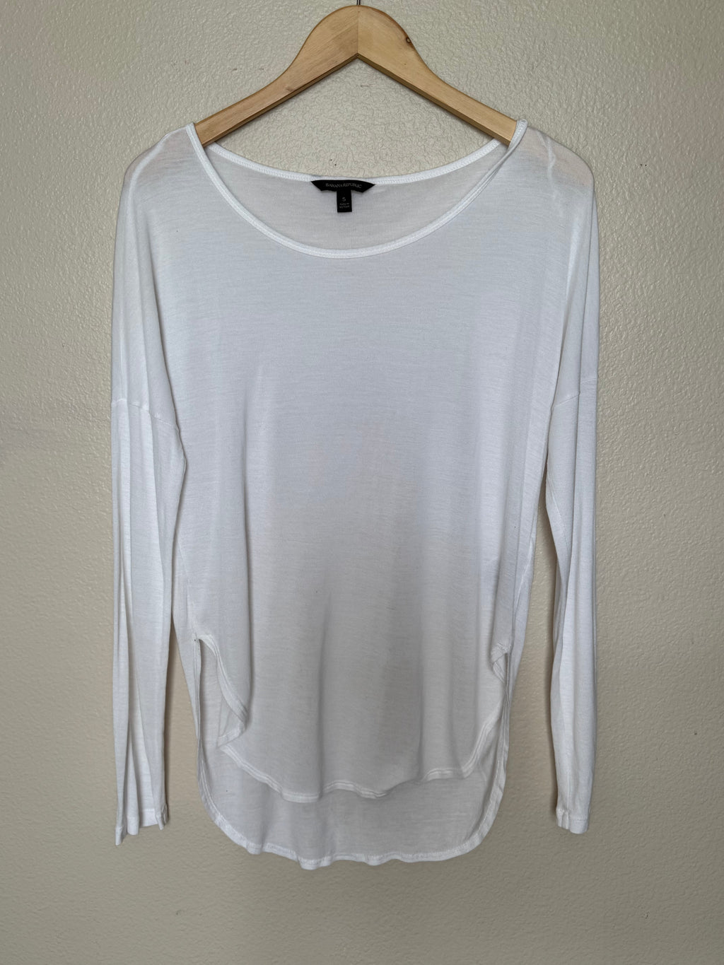 Banana Republic 100% Modal S White Long Sleeve