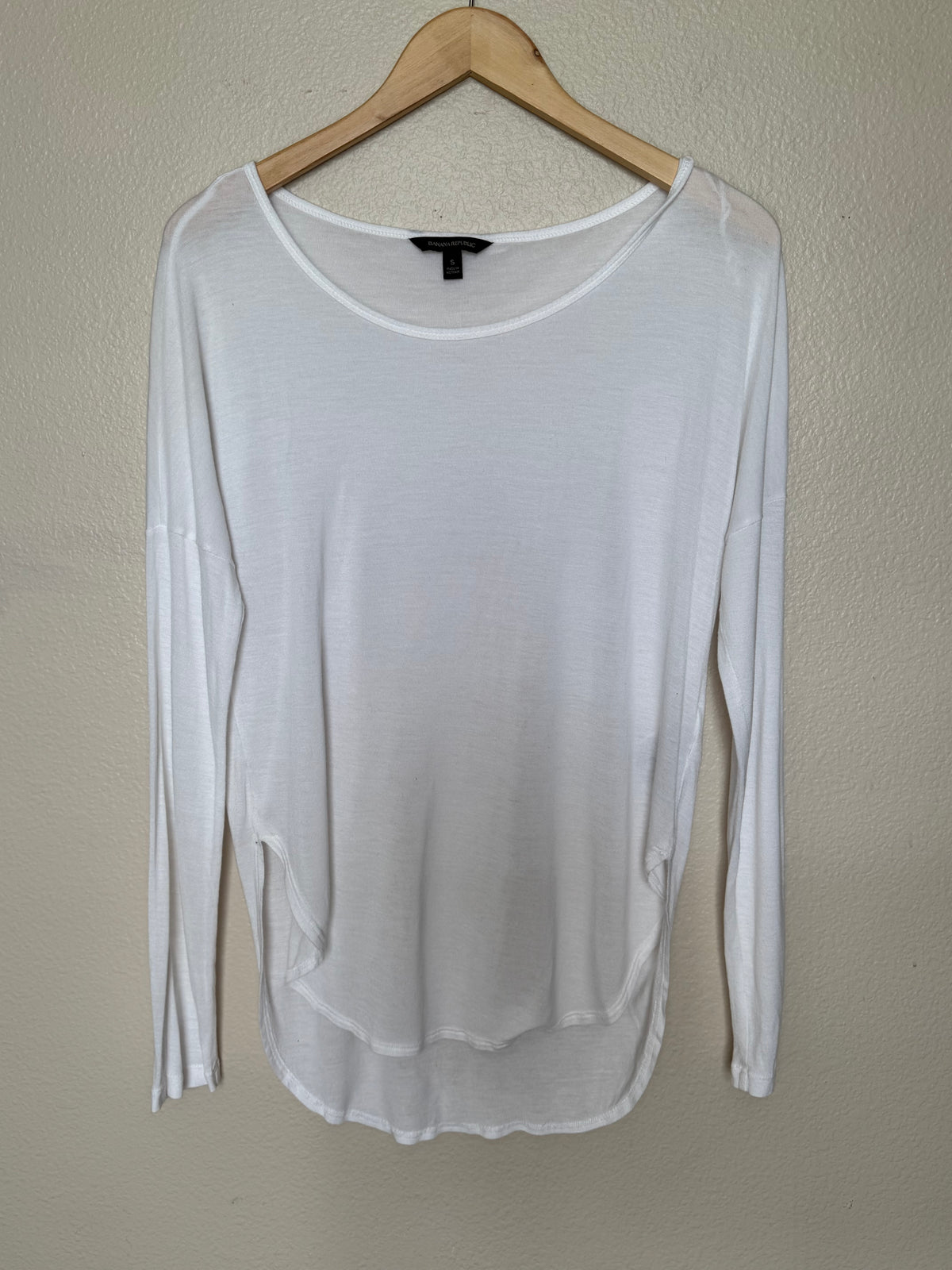 Banana Republic 100% Modal S White Long Sleeve