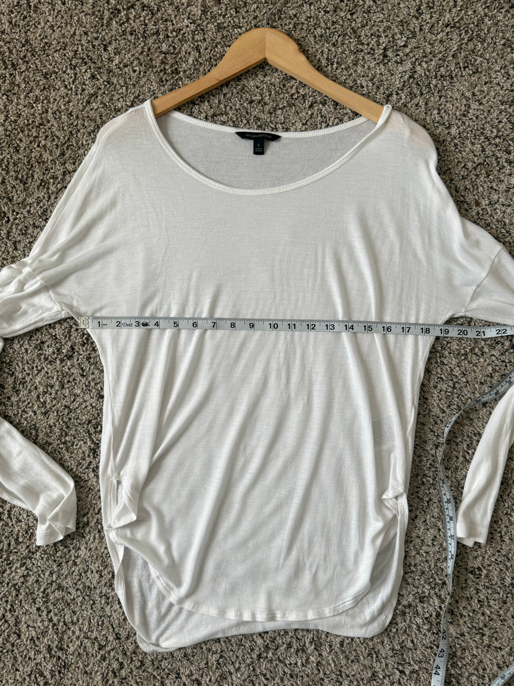 Banana Republic 100% Modal S White Long Sleeve