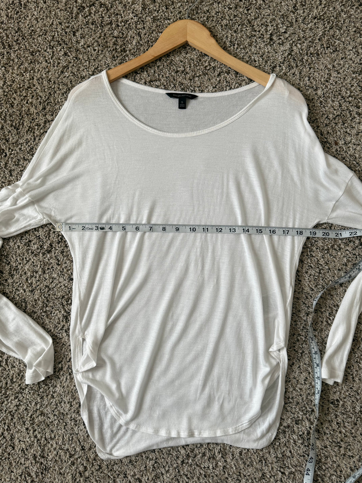 Banana Republic 100% Modal S White Long Sleeve