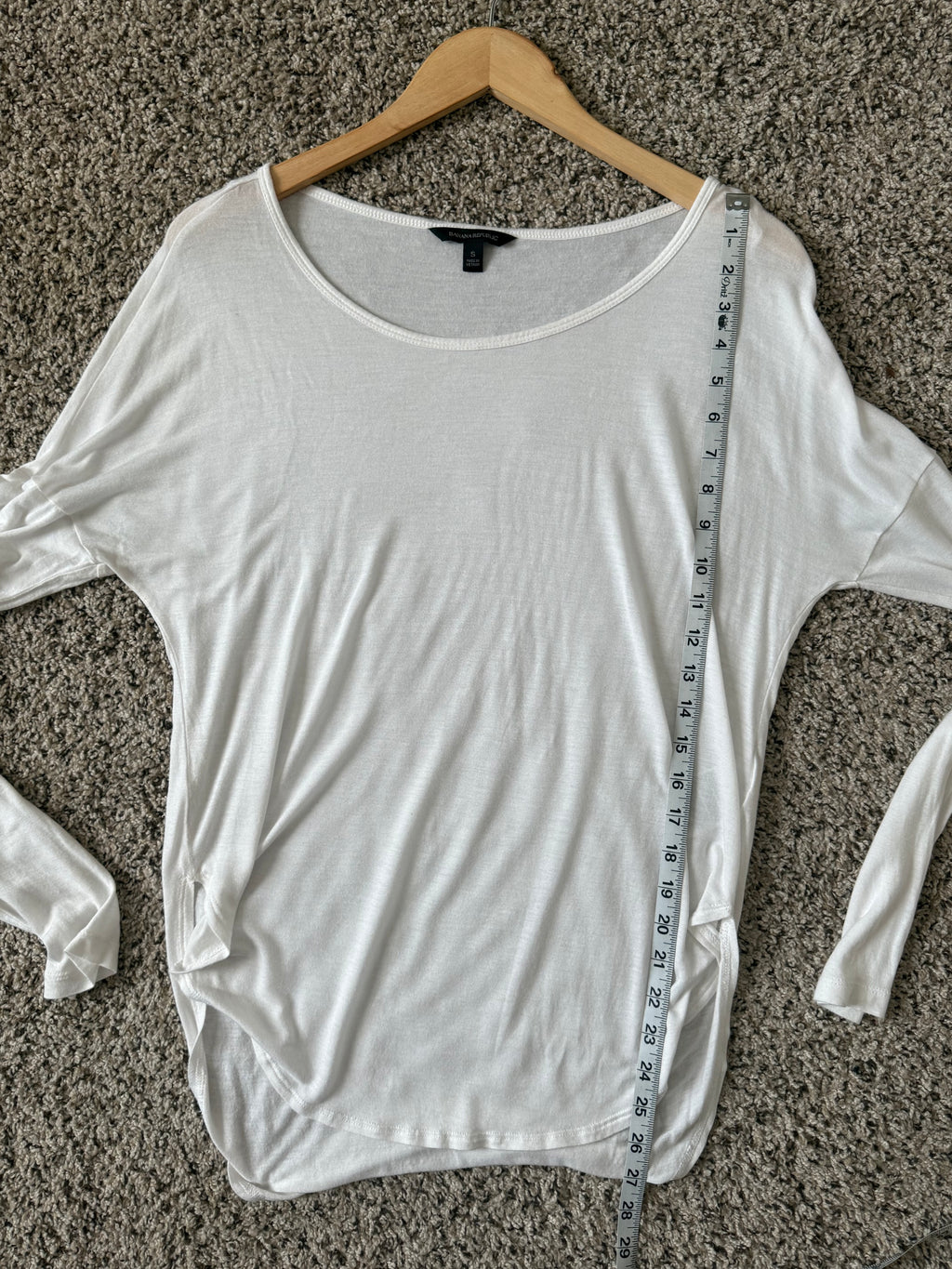 Banana Republic 100% Modal S White Long Sleeve
