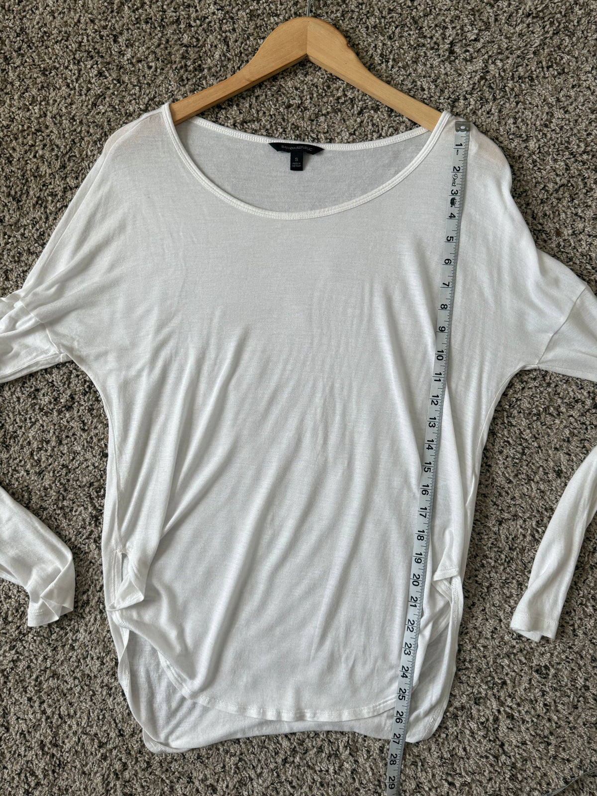 Banana Republic 100% Modal S White Long Sleeve