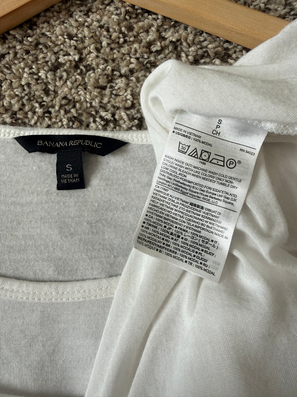 Banana Republic 100% Modal S White Long Sleeve
