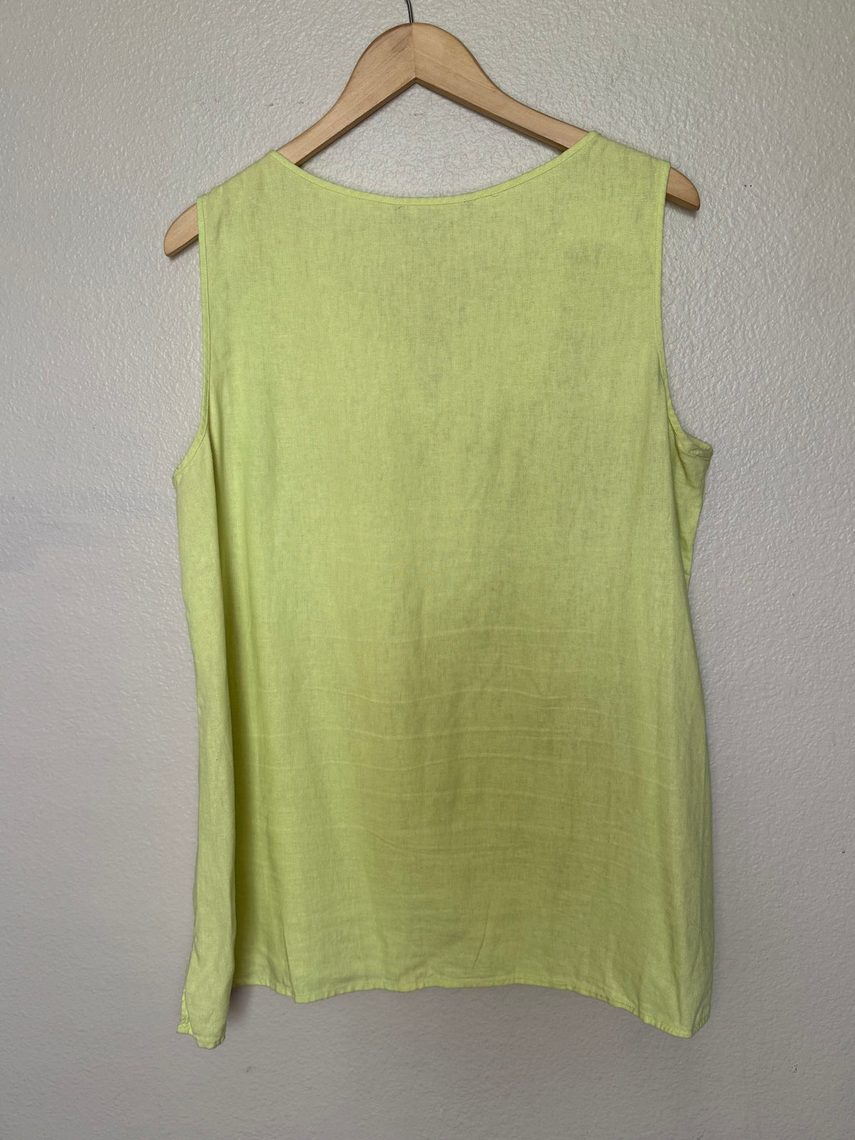 Valerie Stevens 55% Linen 45% Rayon L Muted Neon Yellow Tank Top