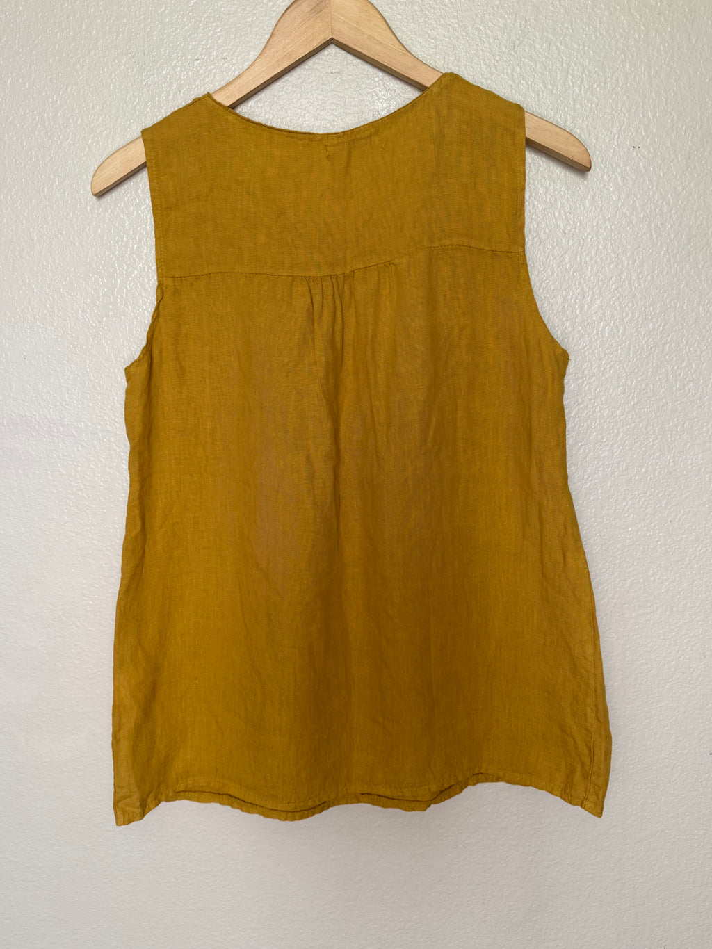 Laura Bianchi 100% Linen S Mustard Yellow Tank Top