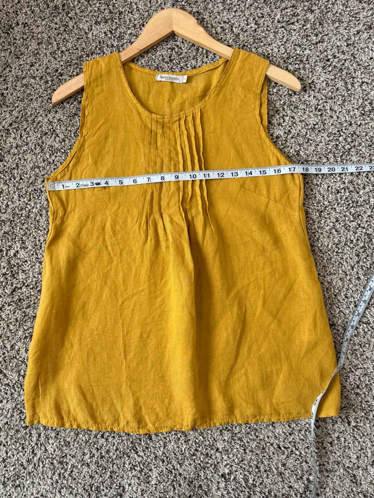 Laura Bianchi 100% Linen S Mustard Yellow Tank Top