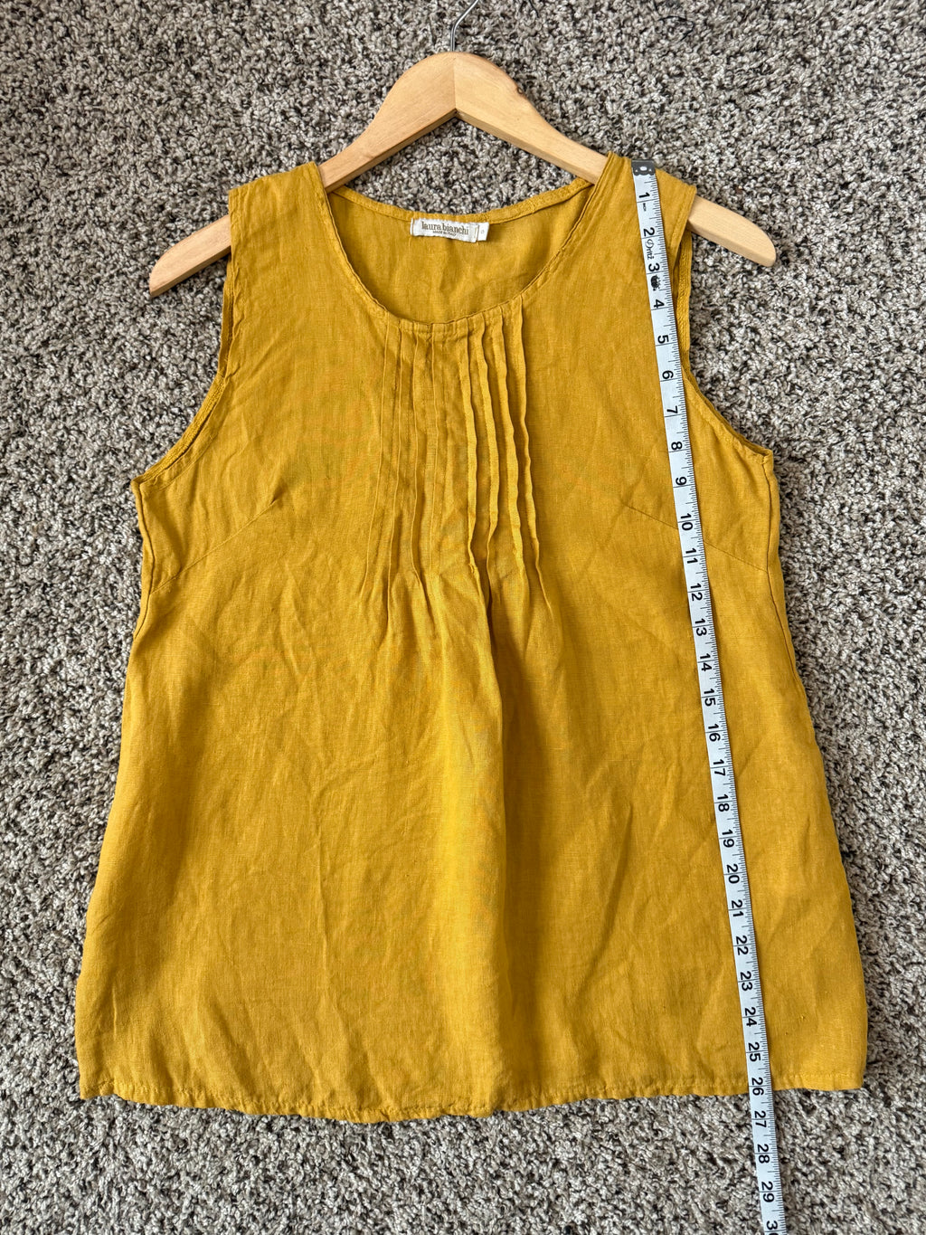 Laura Bianchi 100% Linen S Mustard Yellow Tank Top