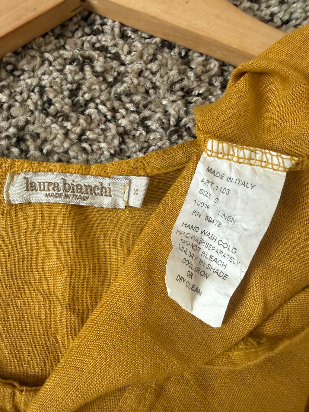 Laura Bianchi 100% Linen S Mustard Yellow Tank Top