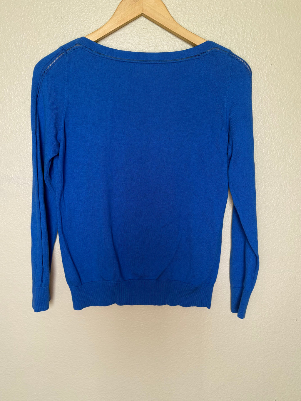 Banana Republic 80% Silk 20% Cotton S Royal Blue Crew Neck Long Sleeve