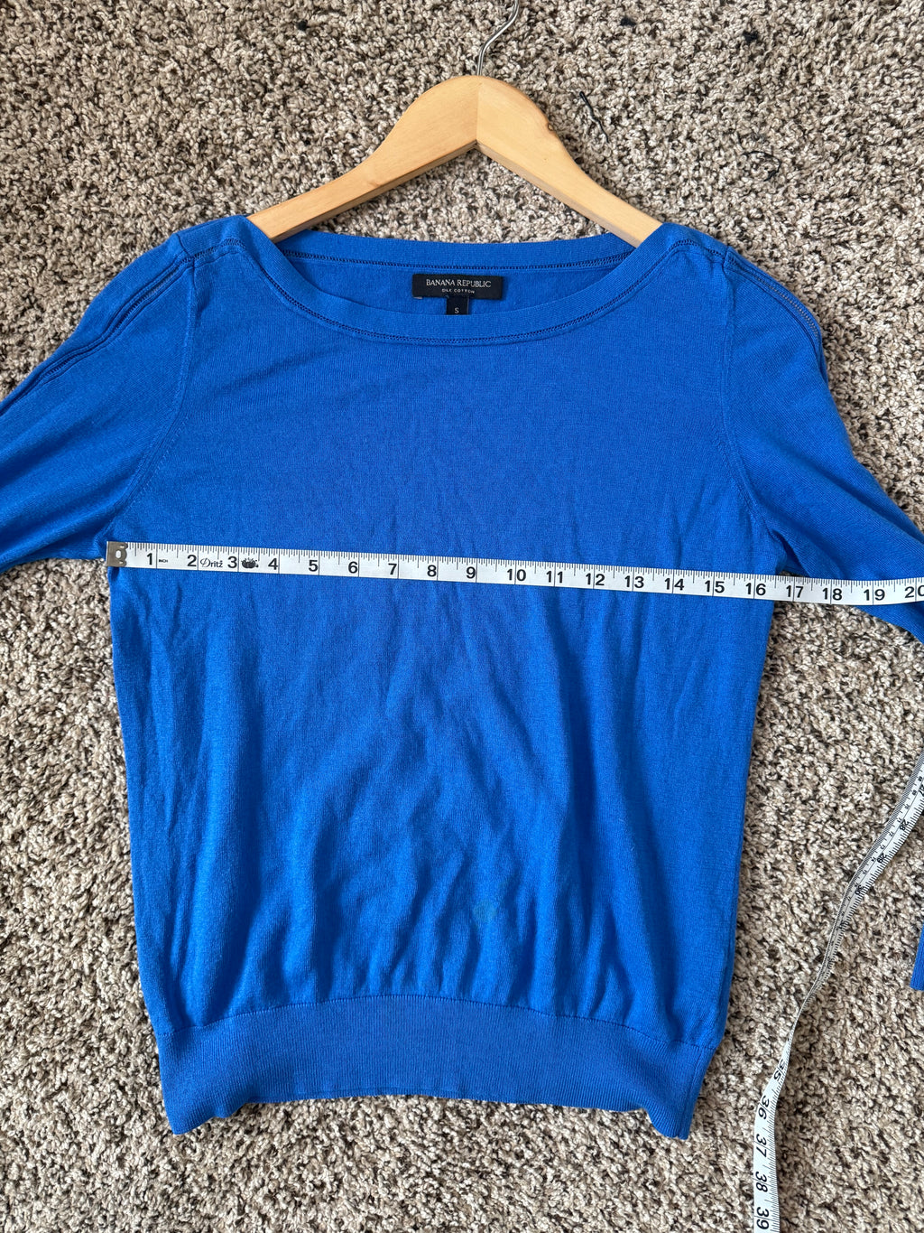 Banana Republic 80% Silk 20% Cotton S Royal Blue Crew Neck Long Sleeve