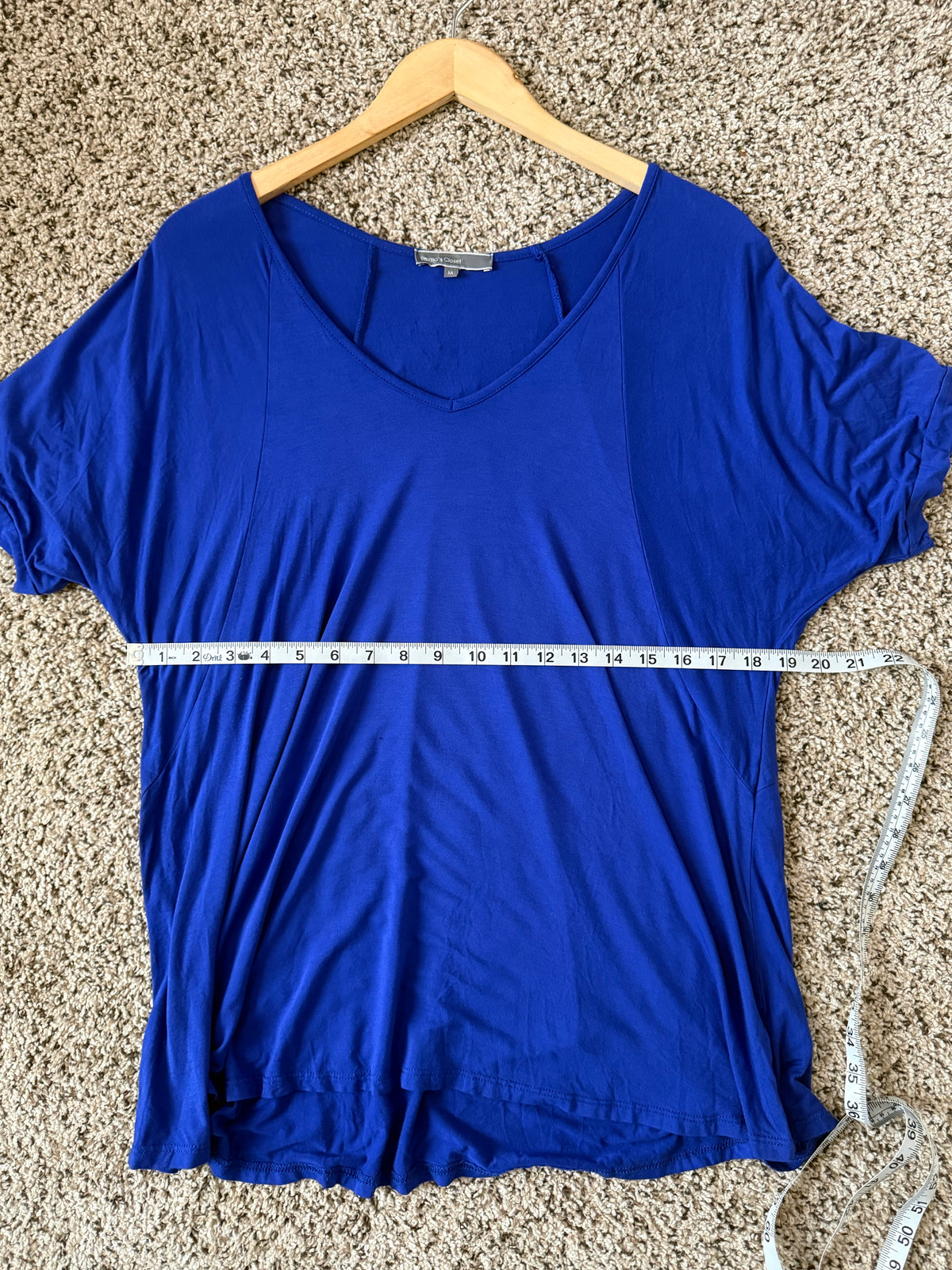 Emma's Closet 95% Modal 5% Spandex M Royal Blue V-Neck Short Sleeve