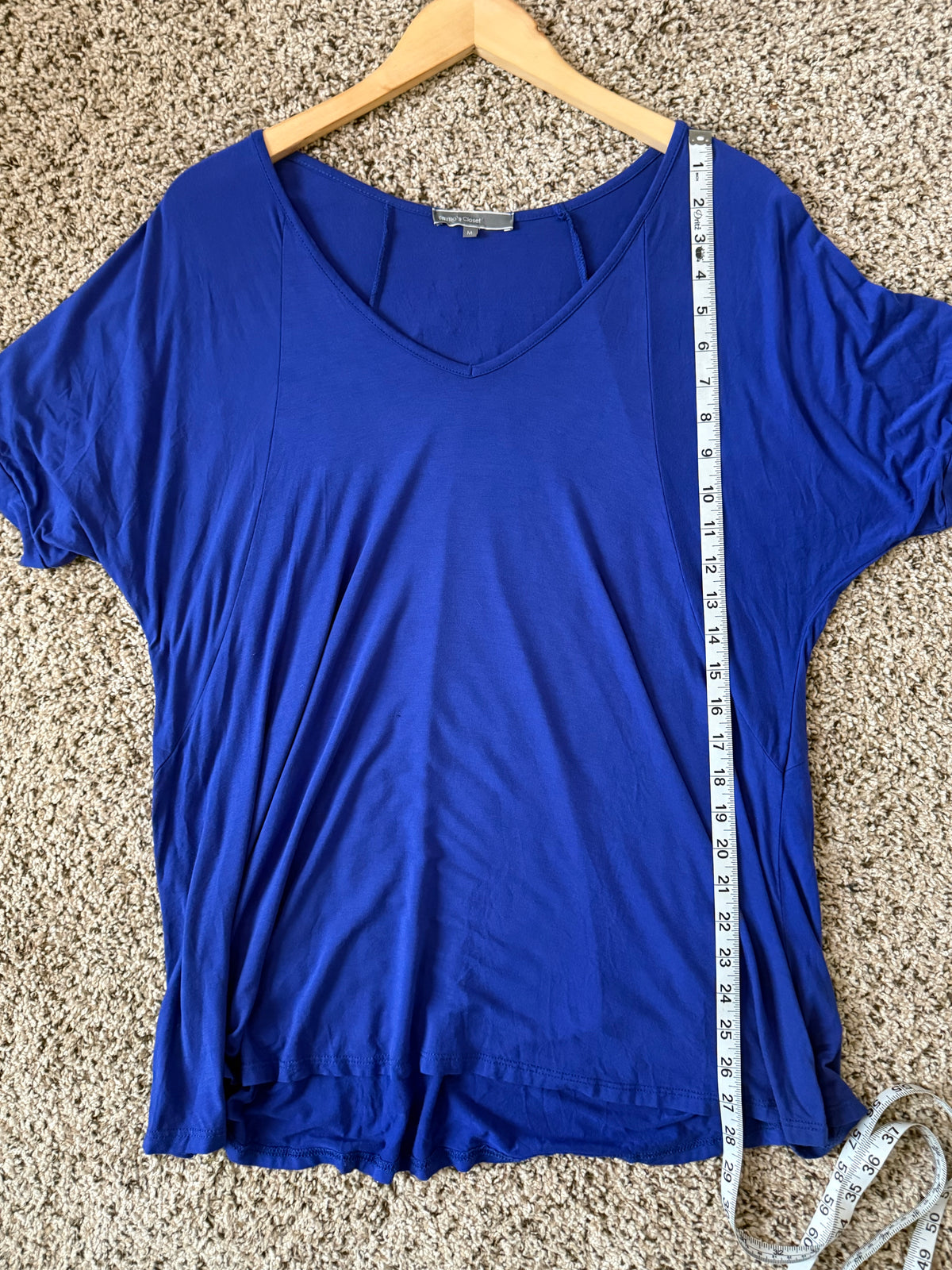 Emma's Closet 95% Modal 5% Spandex M Royal Blue V-Neck Short Sleeve