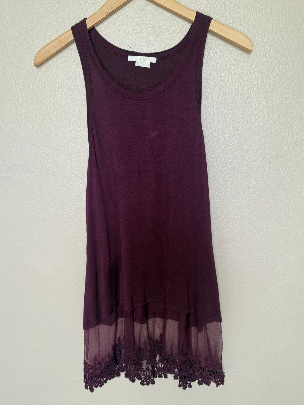 Marlow 95% Rayon 5% Spandex L Merlot Tank Top With Lace Bottom