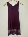 Marlow 95% Rayon 5% Spandex L Merlot Tank Top With Lace Bottom