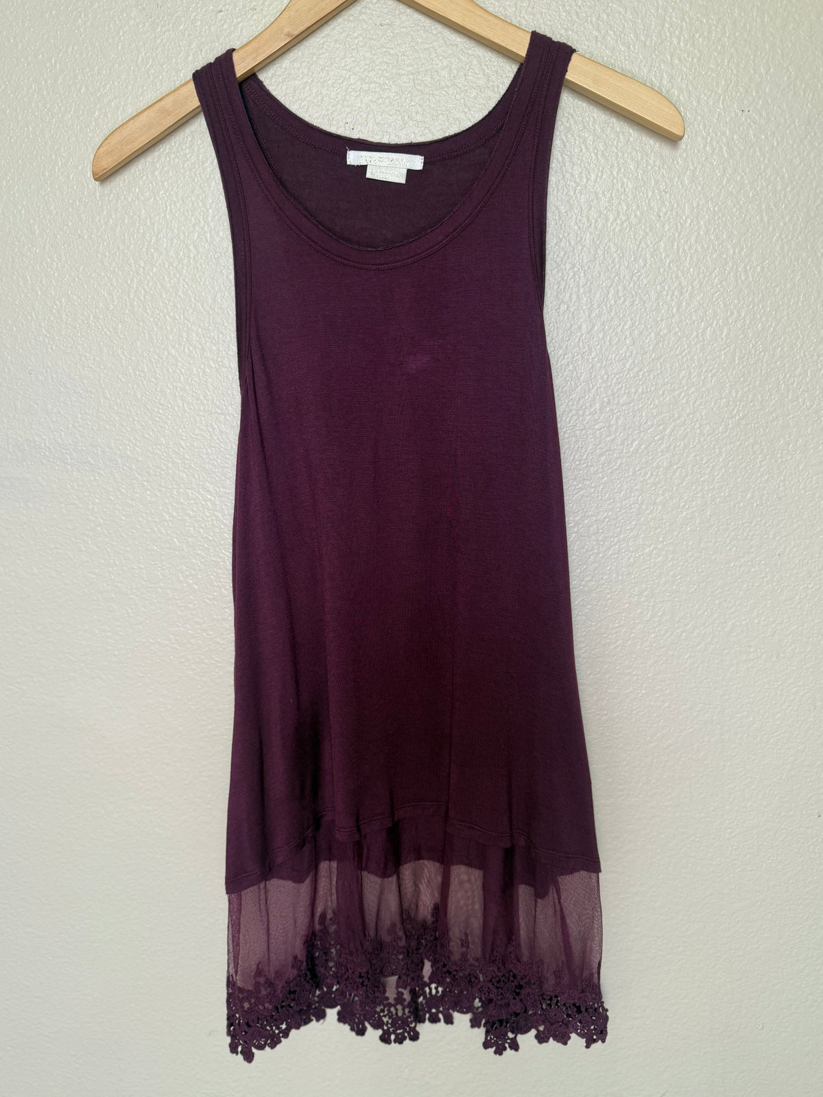 Marlow 95% Rayon 5% Spandex L Merlot Tank Top With Lace Bottom
