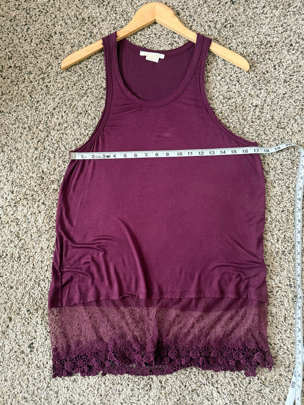 Marlow 95% Rayon 5% Spandex L Merlot Tank Top With Lace Bottom