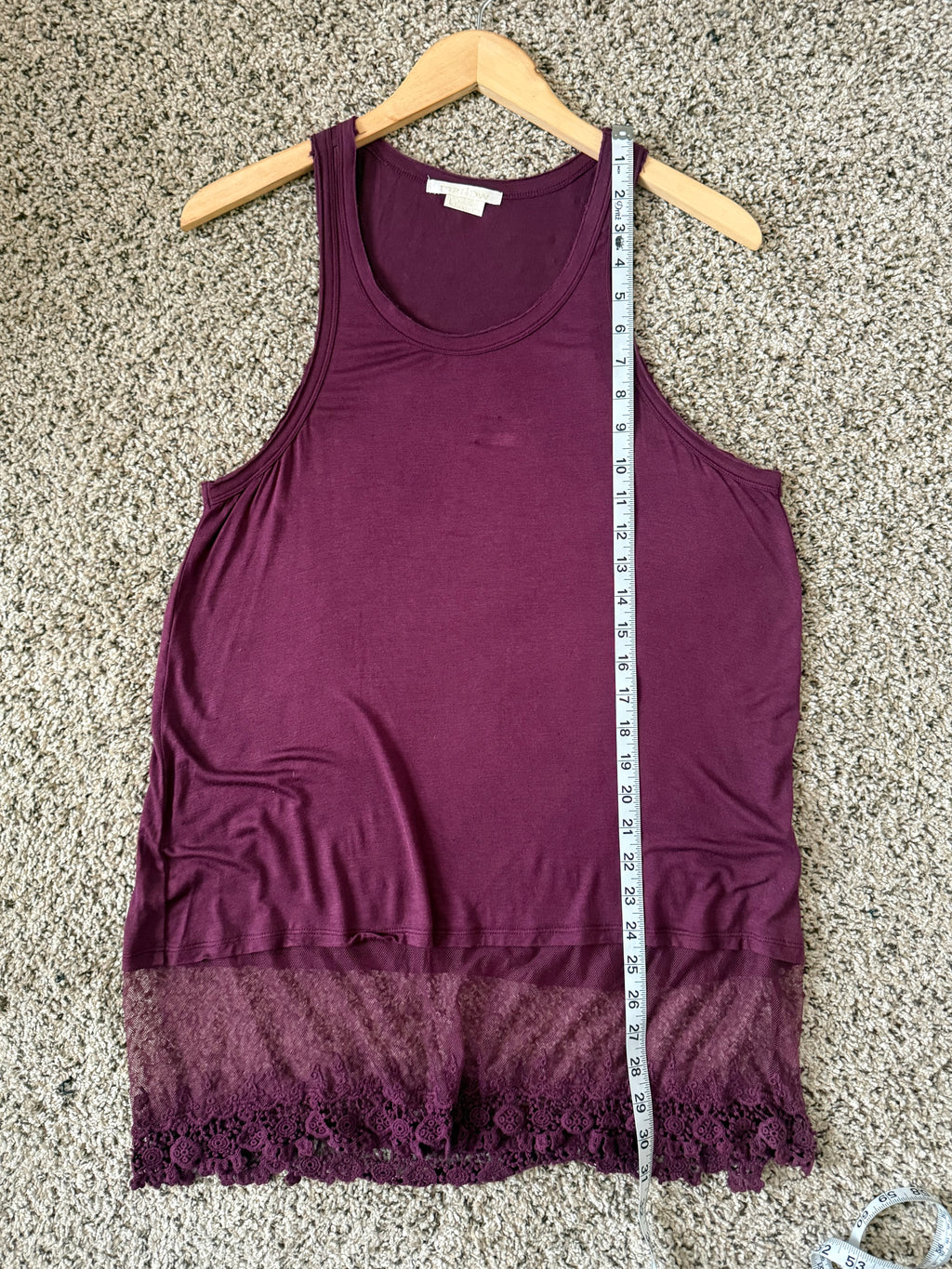 Marlow 95% Rayon 5% Spandex L Merlot Tank Top With Lace Bottom