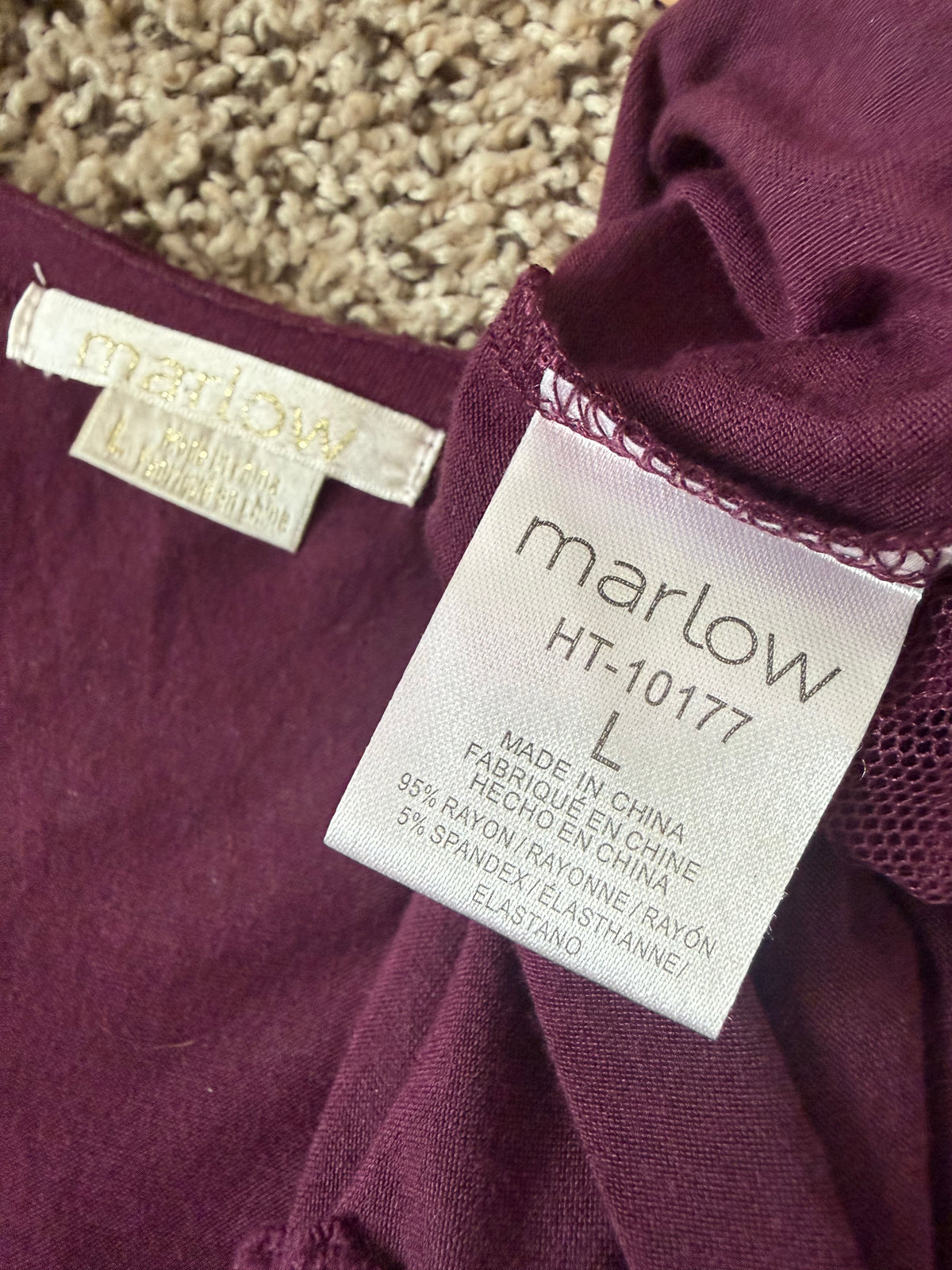 Marlow 95% Rayon 5% Spandex L Merlot Tank Top With Lace Bottom