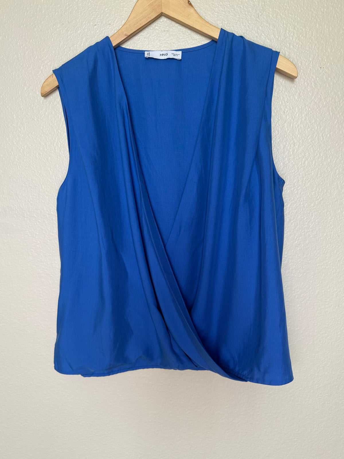 MNG 100% Lyocell S Royal Blue Plunge Neck Tank Top