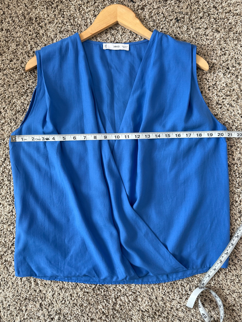 MNG 100% Lyocell S Royal Blue Plunge Neck Tank Top