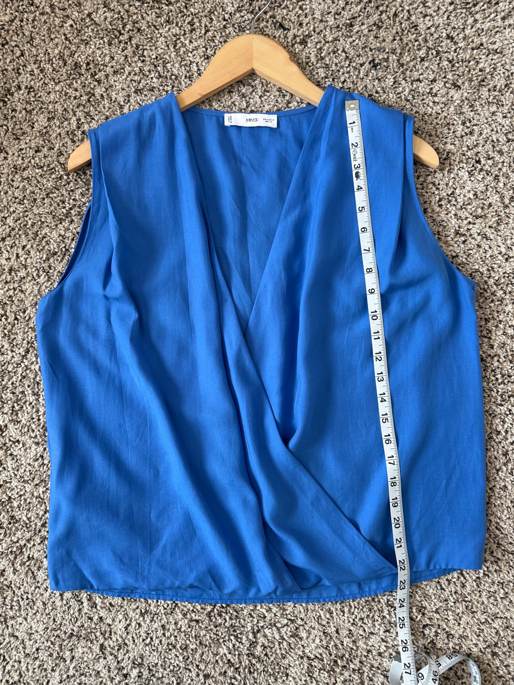 MNG 100% Lyocell S Royal Blue Plunge Neck Tank Top