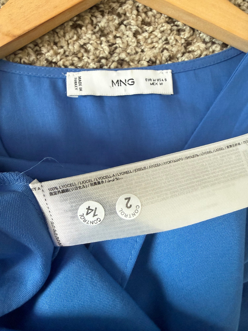 MNG 100% Lyocell S Royal Blue Plunge Neck Tank Top