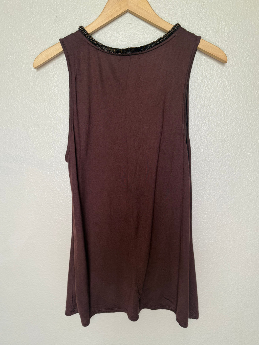 Gap 70% Rayon 30% Lyocell L Brown Tank Top With Beaded Neckline