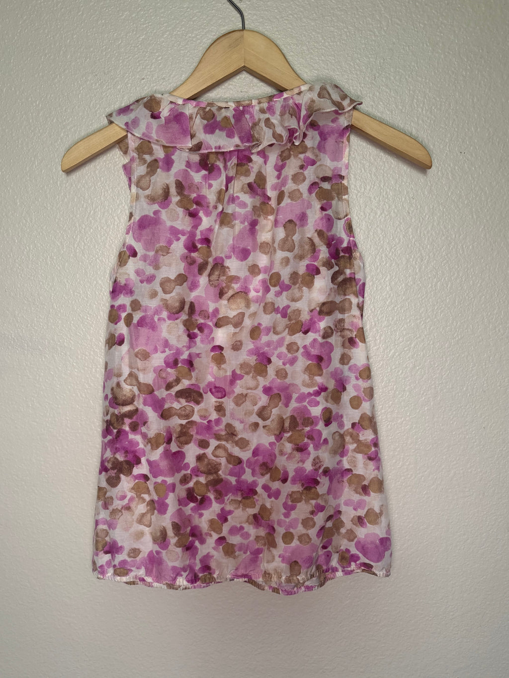 Loft 70% Cotton 30% Silk XS Pink and Brown Dotted Tank Top