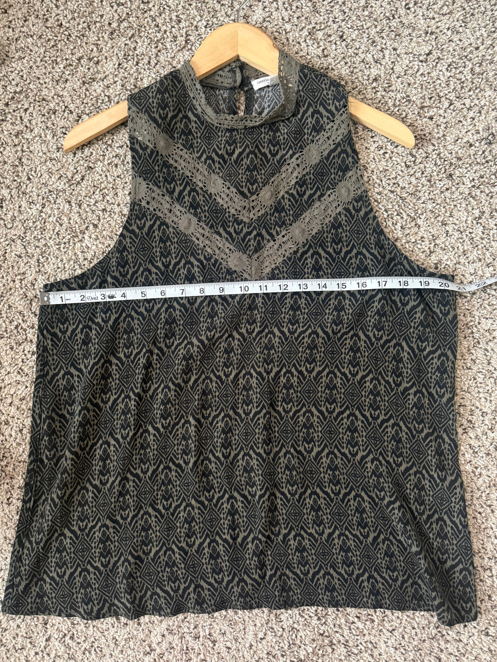 Grayson Threads 100% Rayon XL Forest Green and Black High Neck Tank Top