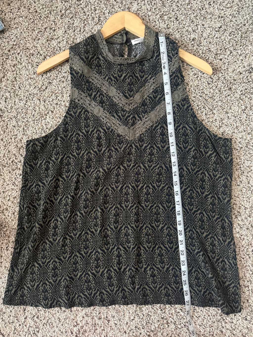 Grayson Threads 100% Rayon XL Forest Green and Black High Neck Tank Top