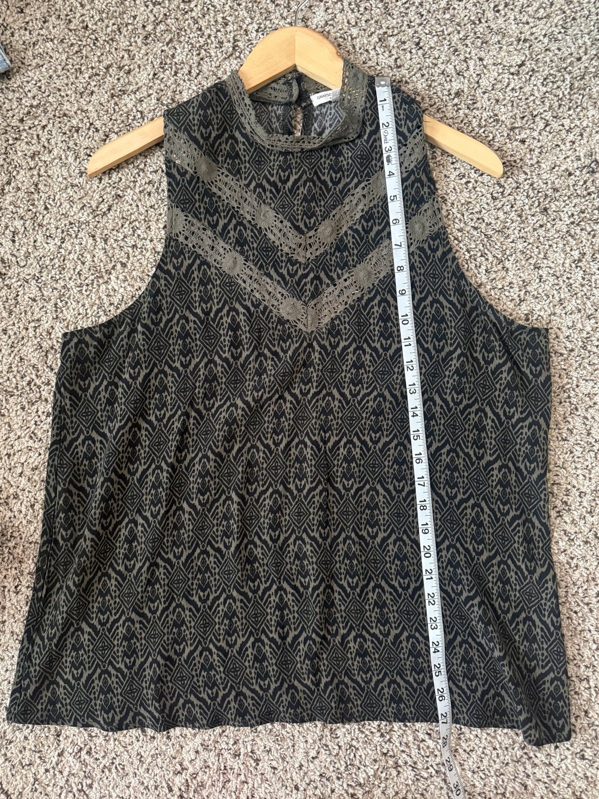 Grayson Threads 100% Rayon XL Forest Green and Black High Neck Tank Top