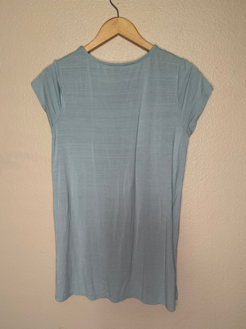 Cupio 92% Viscose 8% Spandex M Light Blue Short Sleeve With Flower Embroidery