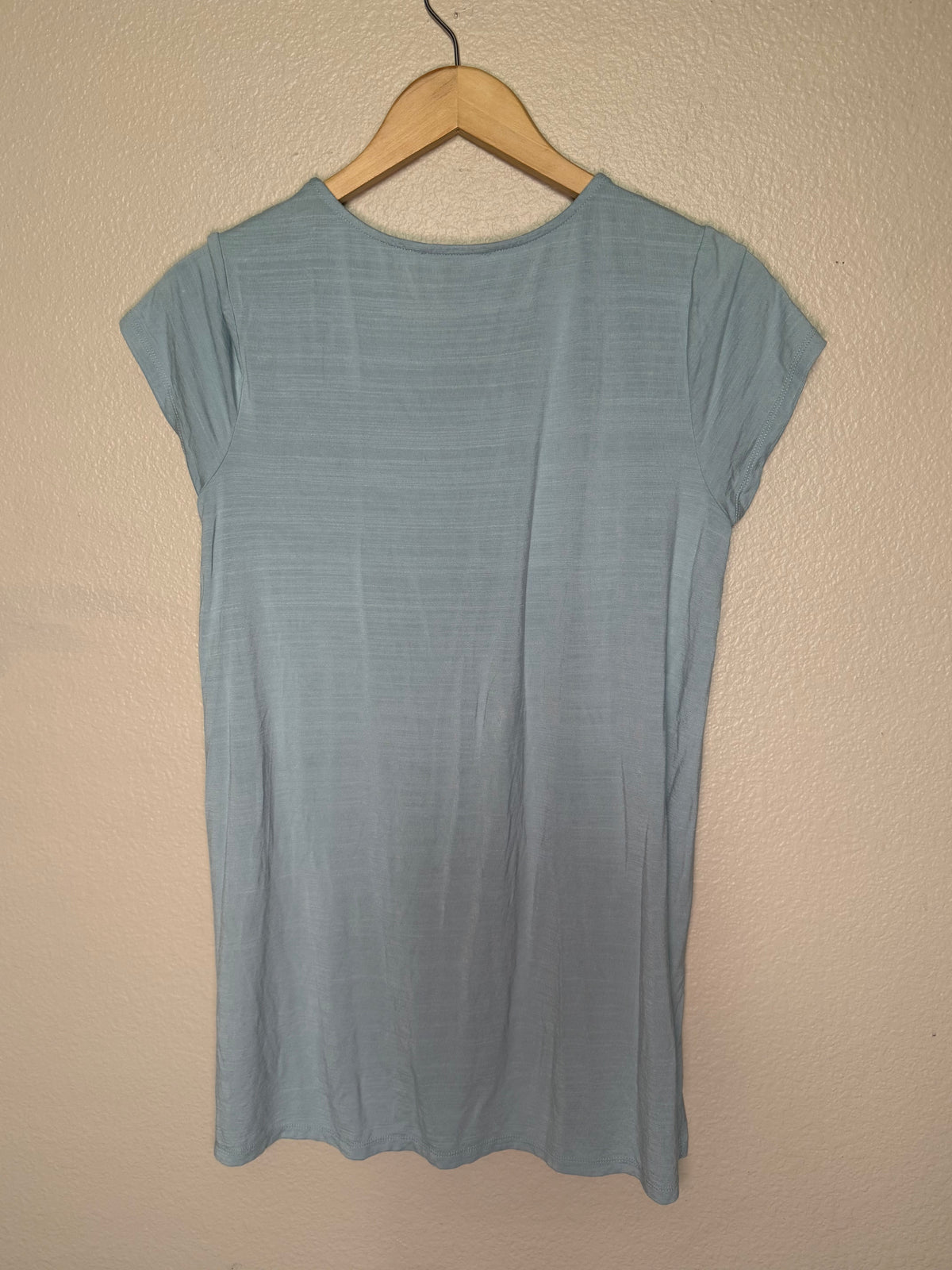 Cupio 92% Viscose 8% Spandex M Light Blue Short Sleeve With Flower Embroidery