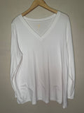 Belle Kim Gravel 58% Egyptian Cotton 37% Modal 5% Spandex XL White V-Neck Long Sleeve
