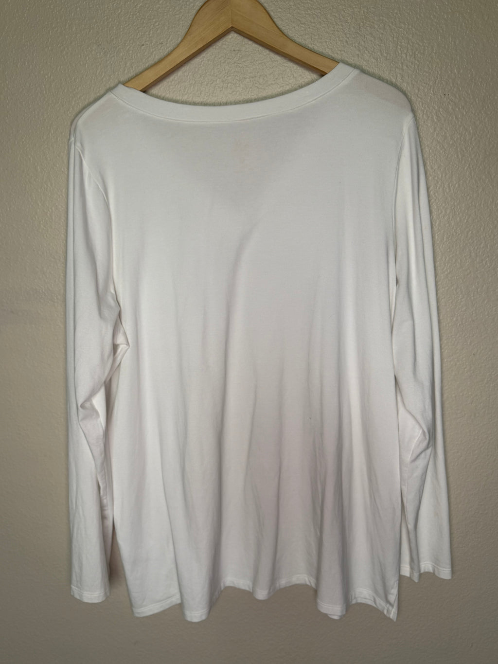 Belle Kim Gravel 58% Egyptian Cotton 37% Modal 5% Spandex XL White V-Neck Long Sleeve