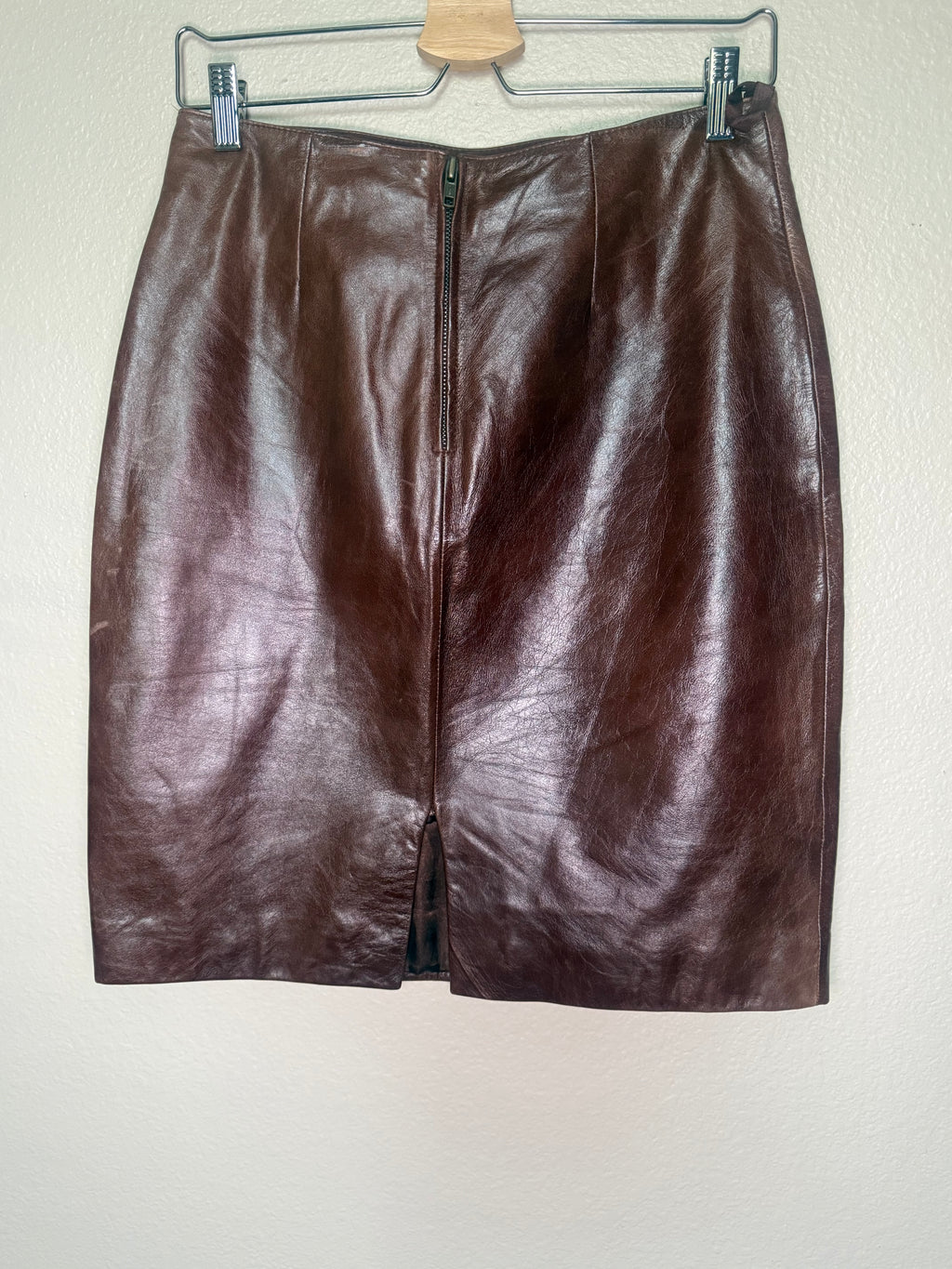 Pelle Studio 100% Leather Size 6 Chocolate Brown Pencil Skirt