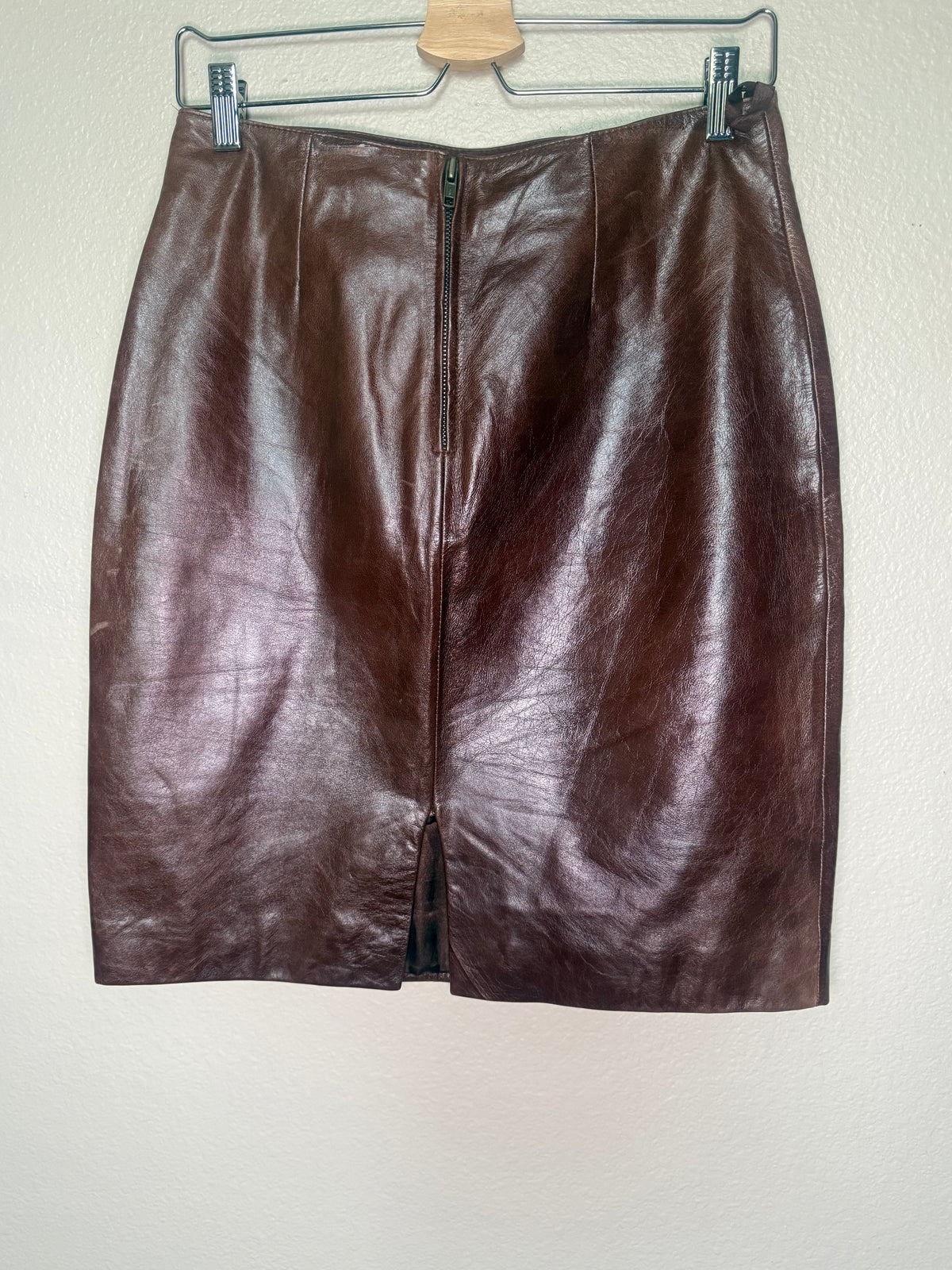 Pelle Studio 100% Leather Size 6 Chocolate Brown Pencil Skirt