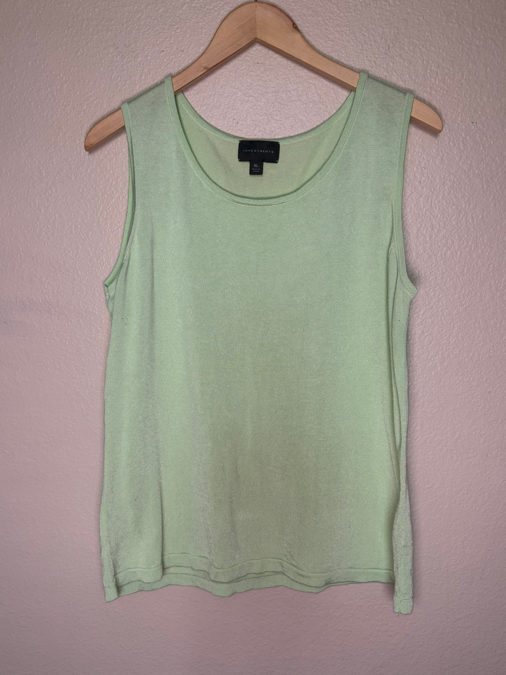 Investments 53% Cotton 47% Viscose XL Pastel Green Tank Top