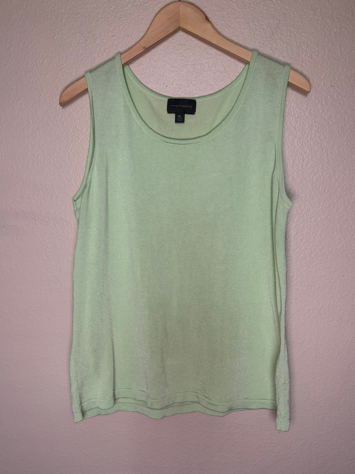 Investments 53% Cotton 47% Viscose XL Pastel Green Tank Top