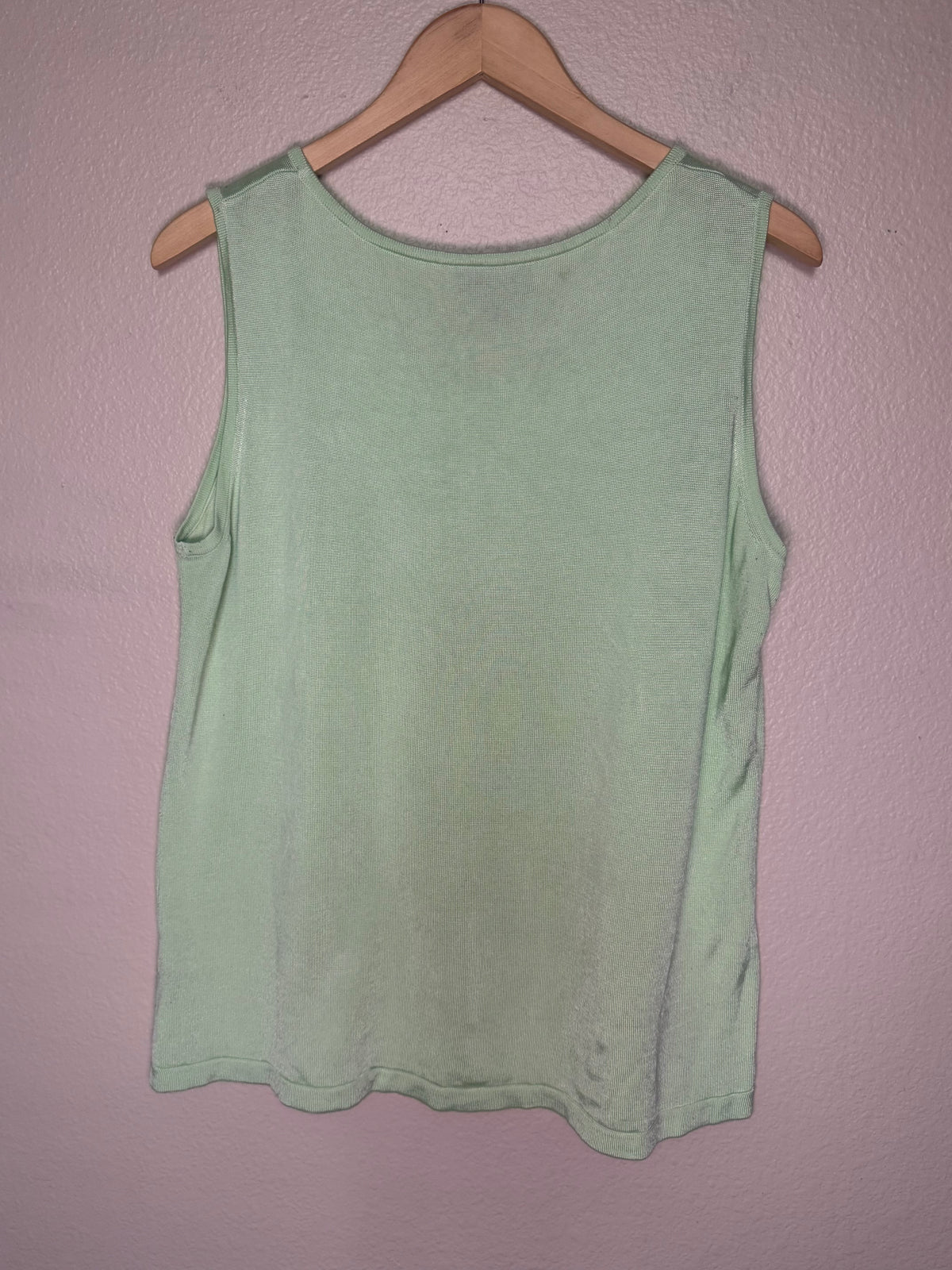 Investments 53% Cotton 47% Viscose XL Pastel Green Tank Top