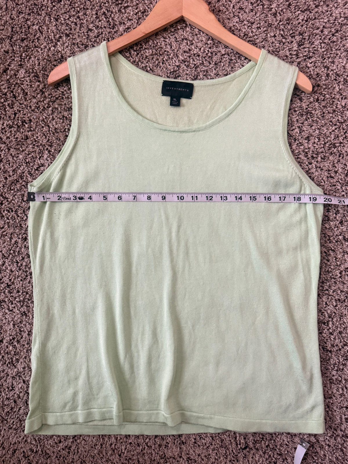 Investments 53% Cotton 47% Viscose XL Pastel Green Tank Top