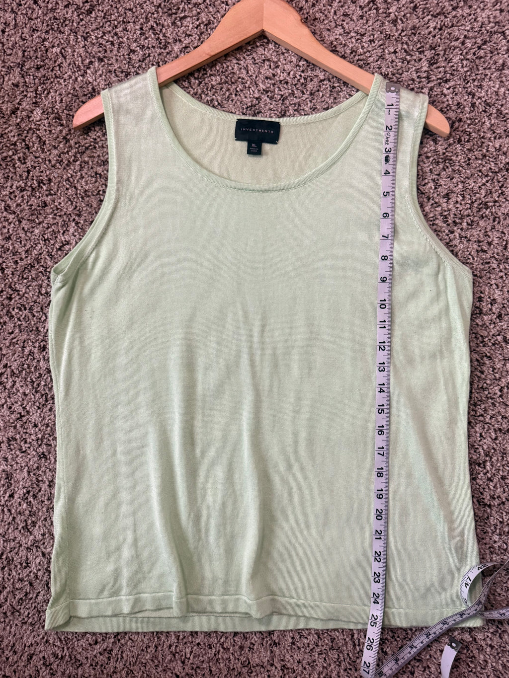 Investments 53% Cotton 47% Viscose XL Pastel Green Tank Top