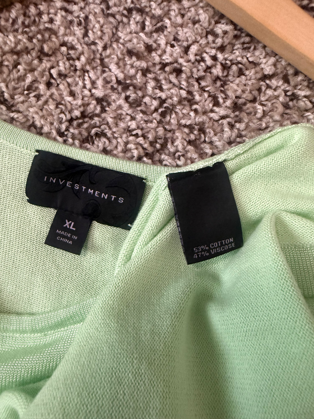 Investments 53% Cotton 47% Viscose XL Pastel Green Tank Top
